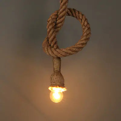 Rustic American Style Woven Rope Pendant Light
