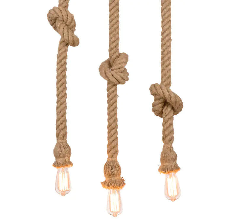 Rustic American Style Woven Rope Pendant Light